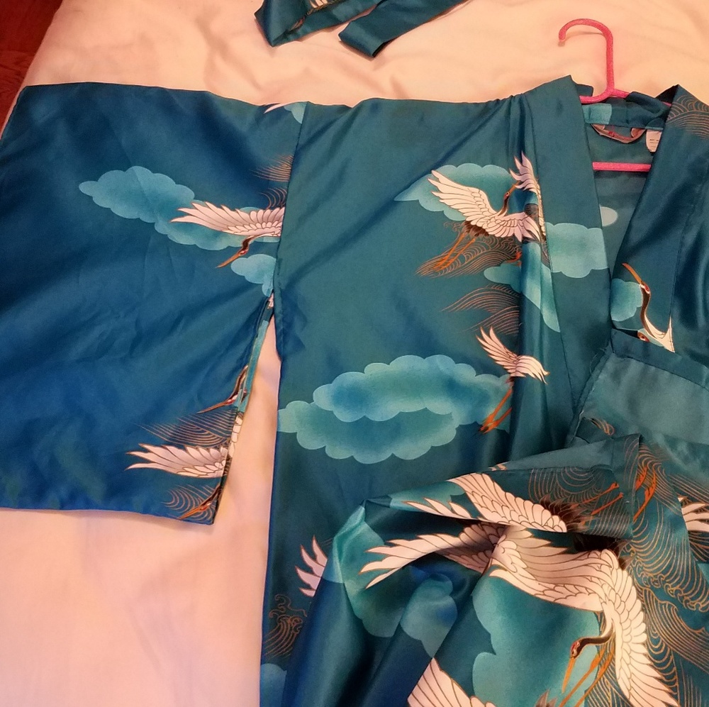 Japanese kimono robe with sash, EUC, up to L